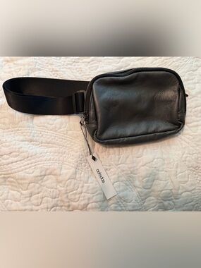 Black Faux Leather Belt Bag with Adjustable Strap